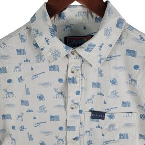 Burlebo Shirt Men's Size Small Blue Americana Print Short Sleeve Button Down